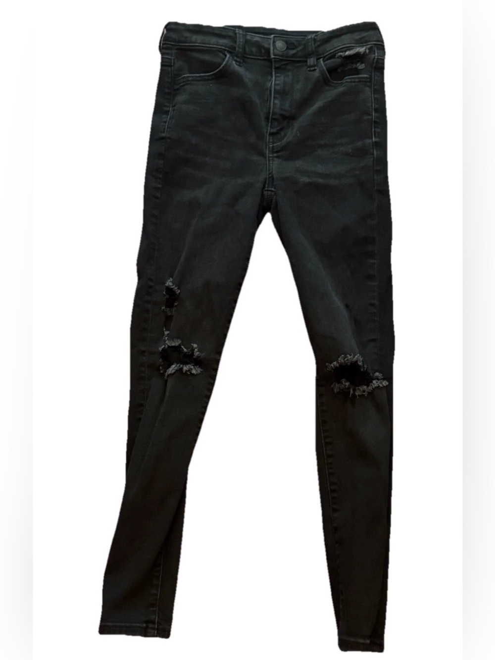 American Eagle‎ Black Distressed Next Level Stretch Skinny Jeans 4 (girls Sz 14)